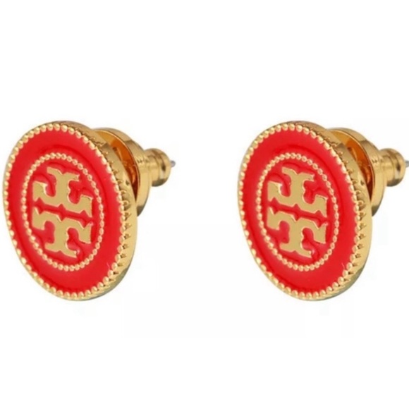 Tory Burch red thin circular stud earrings - Picture 2 of 9